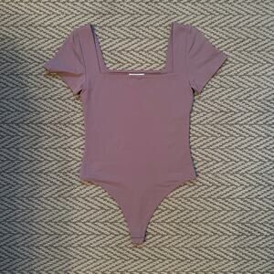 Aritzia Pink Square Neck Bodysuit Size Medium